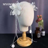 handmade flower bridal headbands white brides hairbands tiaras wedding pearl hair accessories