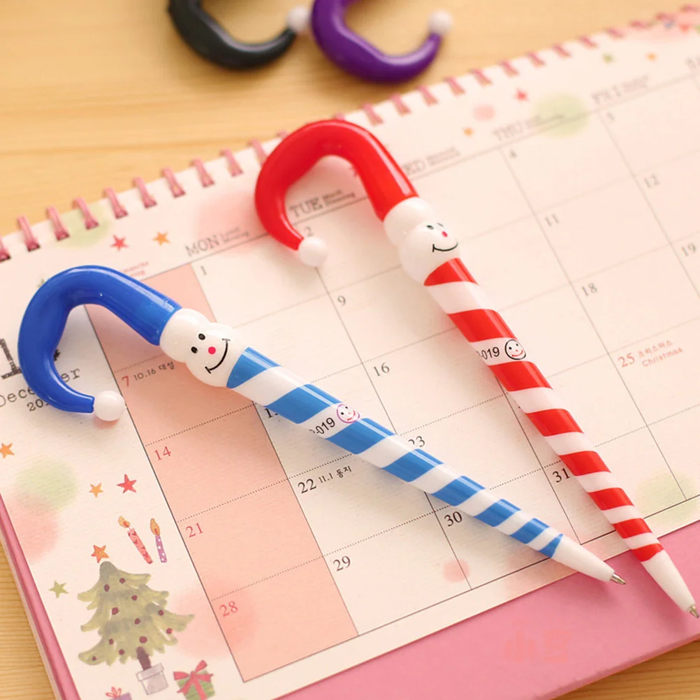 

Pen Christmas Pens Ballpoint Cane Novelty Blue Oily Stationery Ink Decorative Holiday Gift Candy Writing 5Mm Toyumbrella Gifts