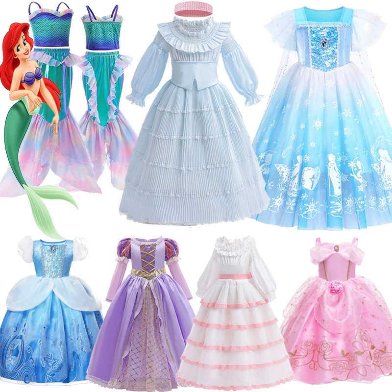 

DISNEY Frozen Girls Costume Prinicess Dress Mermaid Irregular Fish Tail Ball Gown Carnival Rapunzel Cinderella COS Charm Clothes
