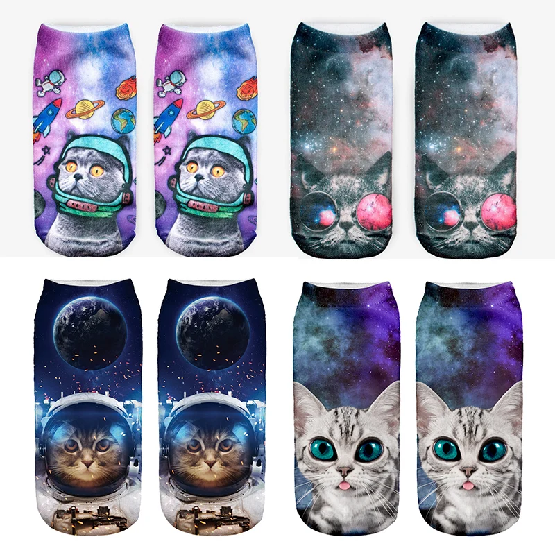 

Starry Sky Print 3D Cat Star Man Pattern Women's Socks Personalized Pet Graphic Creative Graphic Socks