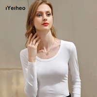 s 5xl women cotton t shirt spring autumn 2022 new long sleeve t shirts o neck slim tops tees elasticity fabric pullovers female