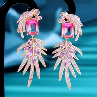 soramoore trendy feather yellow cz pendant earrings for women girl daily party high quality japanese korean gothic accessories