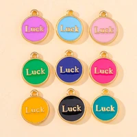 20pcs 1214mm colorful enamel double sided luck letter charm pendants for diy drop earrings women jewelry making gifts wholesal