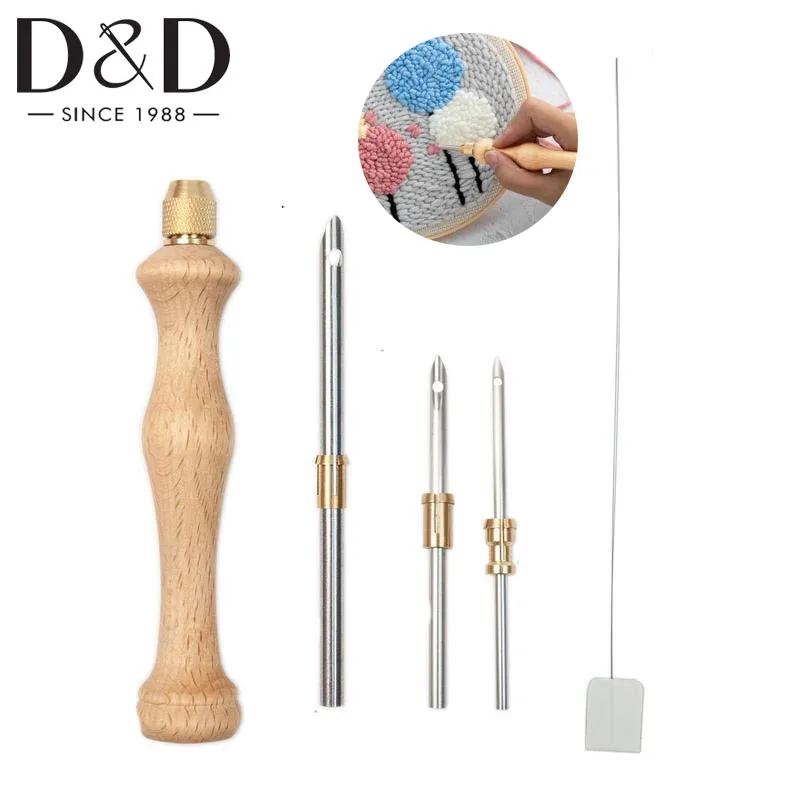 

1Set Adjustable Wooden Handle Embroidery Punch Needle Set DIY Craft Needlework Punch Needle For Stitching Applique