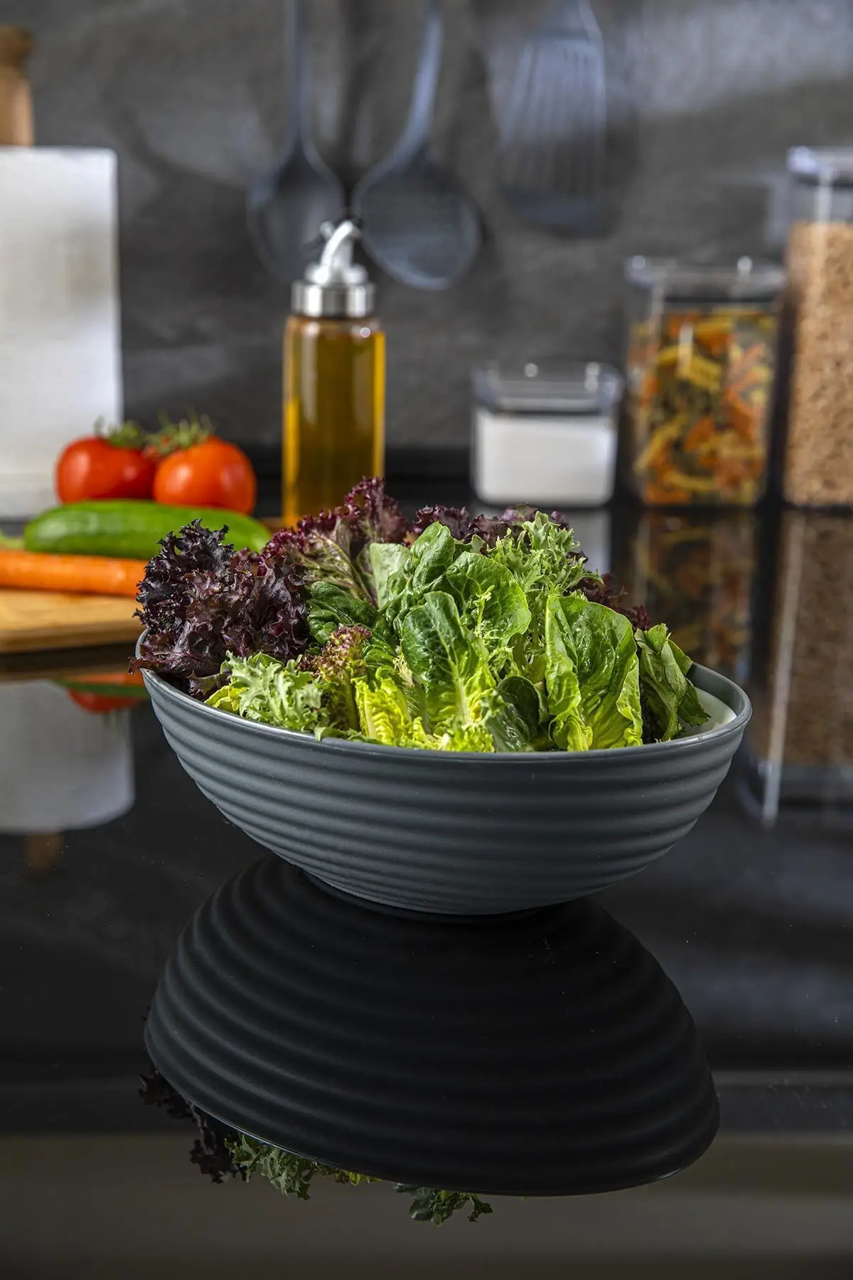 Vera Oval Plastic Salad And Fruit Presentation Bowl 1.6 Lt Grey Tableware & Kitchen Home Furniture