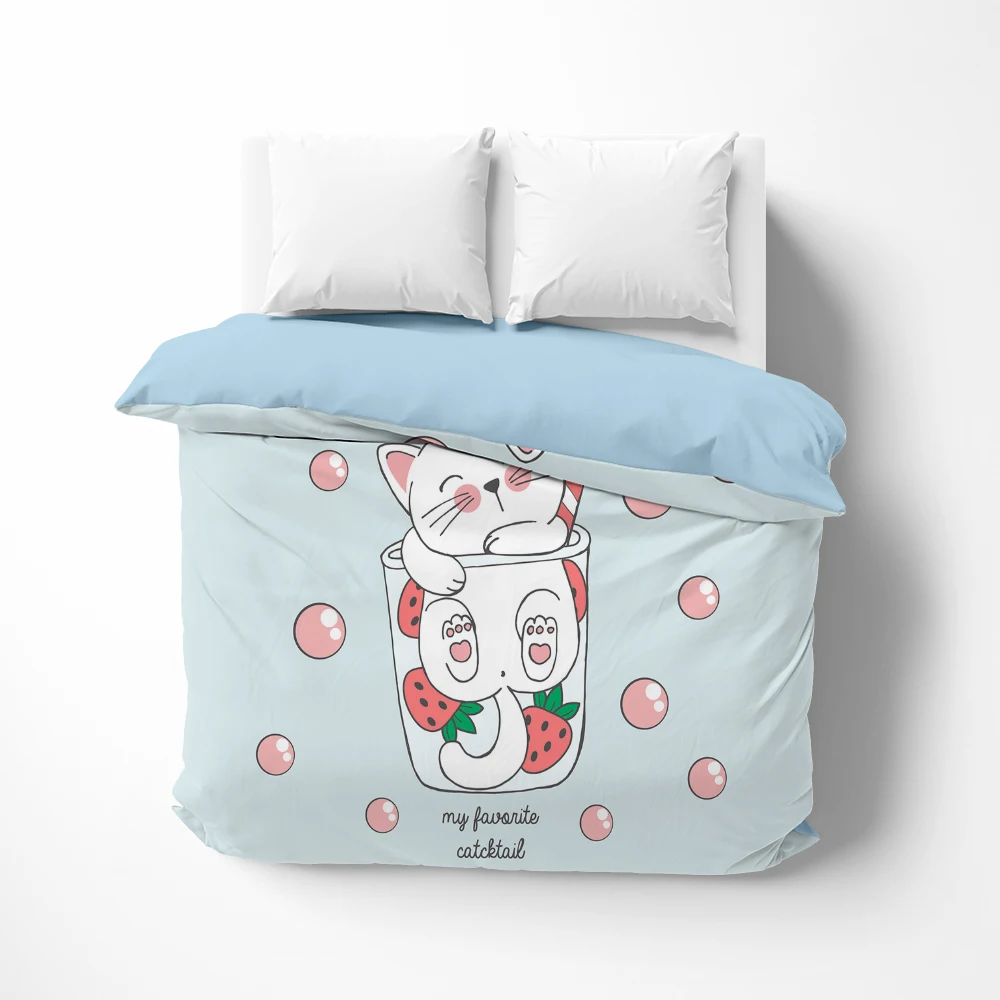 

Cartoon cute Linens Duvet cover Quilt/Blanket/Comfortable Case lovely Bedding 140x200 135x200 bedrooms for kids baby child Blue