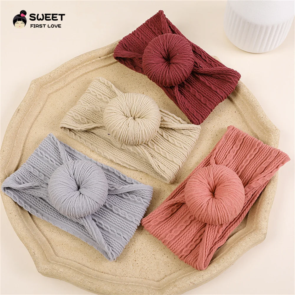 

Новинка, жаккардовый пончик, искусственная кожа, Супермягкие женские кабели, оплетка, Зимняя Детская повязка на голову, Детские аксессуары для волос