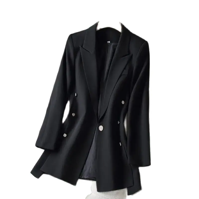 

Solid Color Fashion Suit Jacket 2023 New Spring And Autumn Split Double Breasted Women's Casual Temperament Slim Suit JacketLady