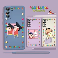 cute crayon shin chan anime for samsung galaxy s22 s21 s20 s10 5g note 20 10 ultra plus pro fe lite liquid rope phone case cover