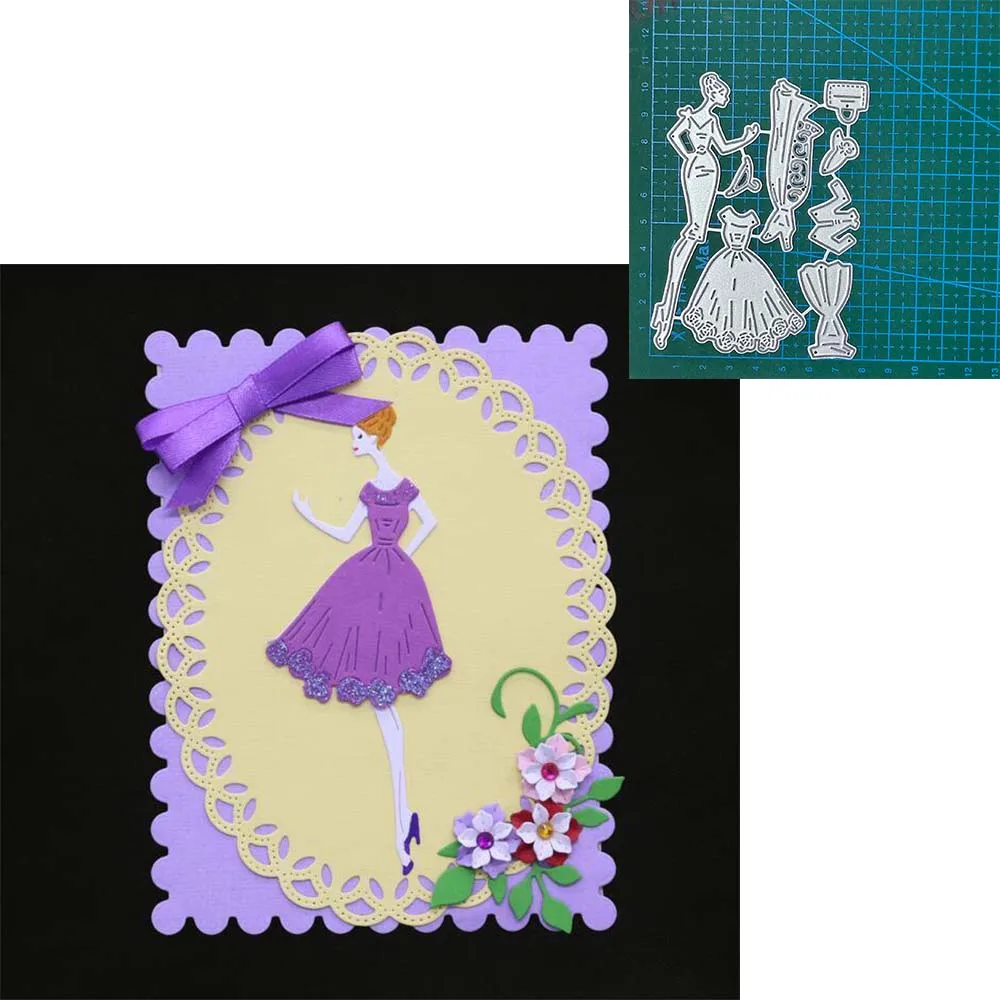 

Dress women Stencil Metal Cutting Dies for Scrapbooking Album Craft Blade Punch embossing Stencils 2023 new