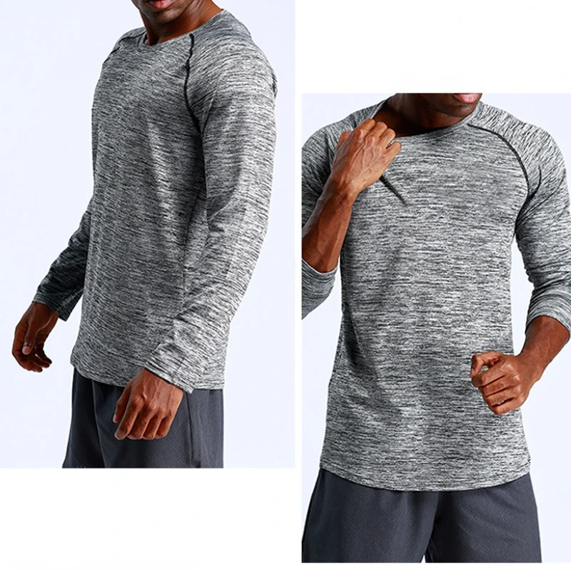 LU T-shirts Man Gym Quick-drying T-shirt Long Sleeve Basketball Print Compression Shirt Tops Workout Bodybuilding Sportswear