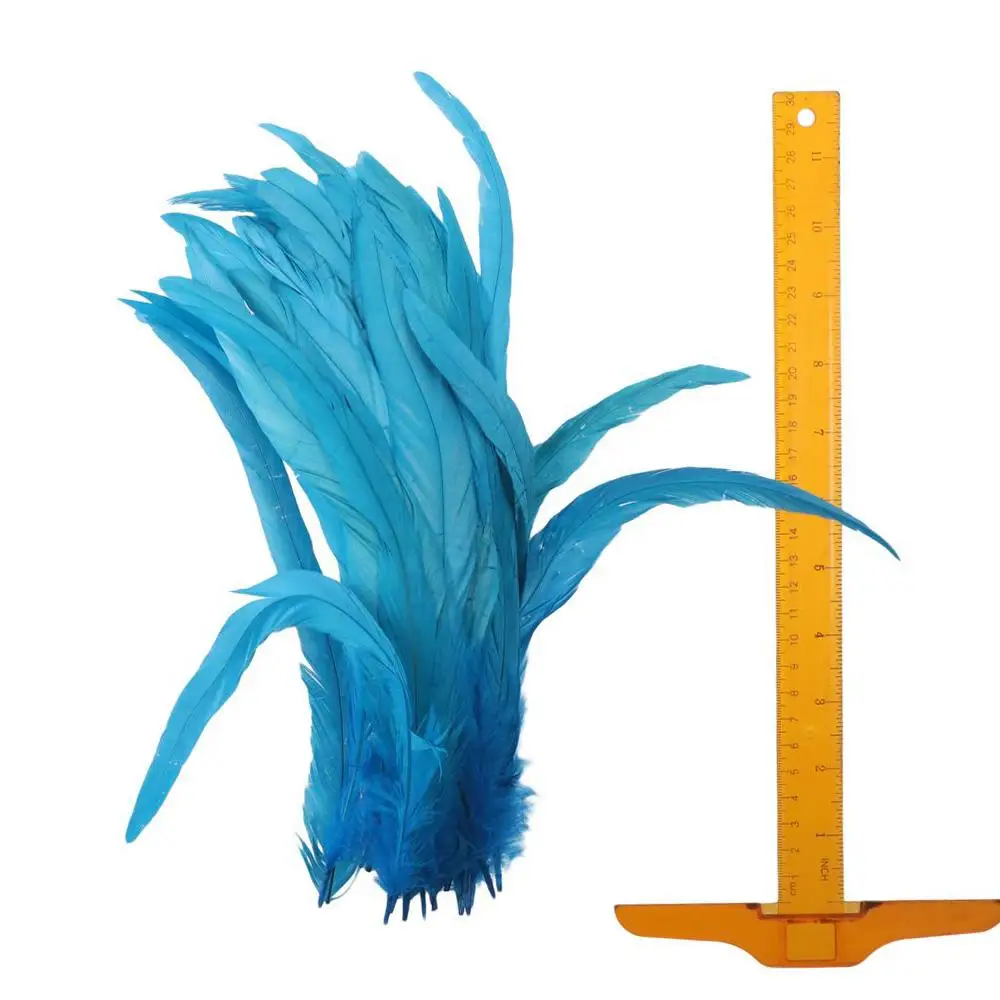 Перо для вязания мушек 12-14 дюймов петушиные перья разноцветные синие хвостовые