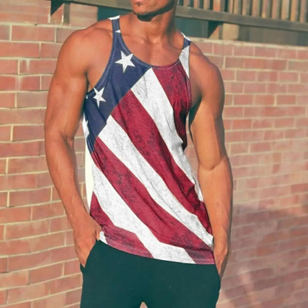 

Trendy Patriotic Vest Stars Printing US Patriotic Streetwear Stripe Stars Printing Fitness Vest