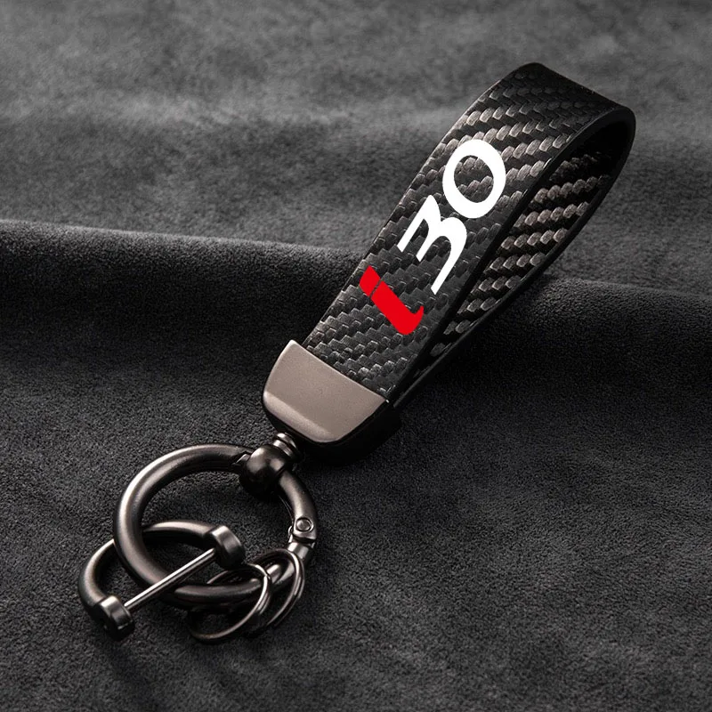 

Carbon Fiber Business Gift Keyring Car Styling Leather Keychain For Hyundai i30 Accessories