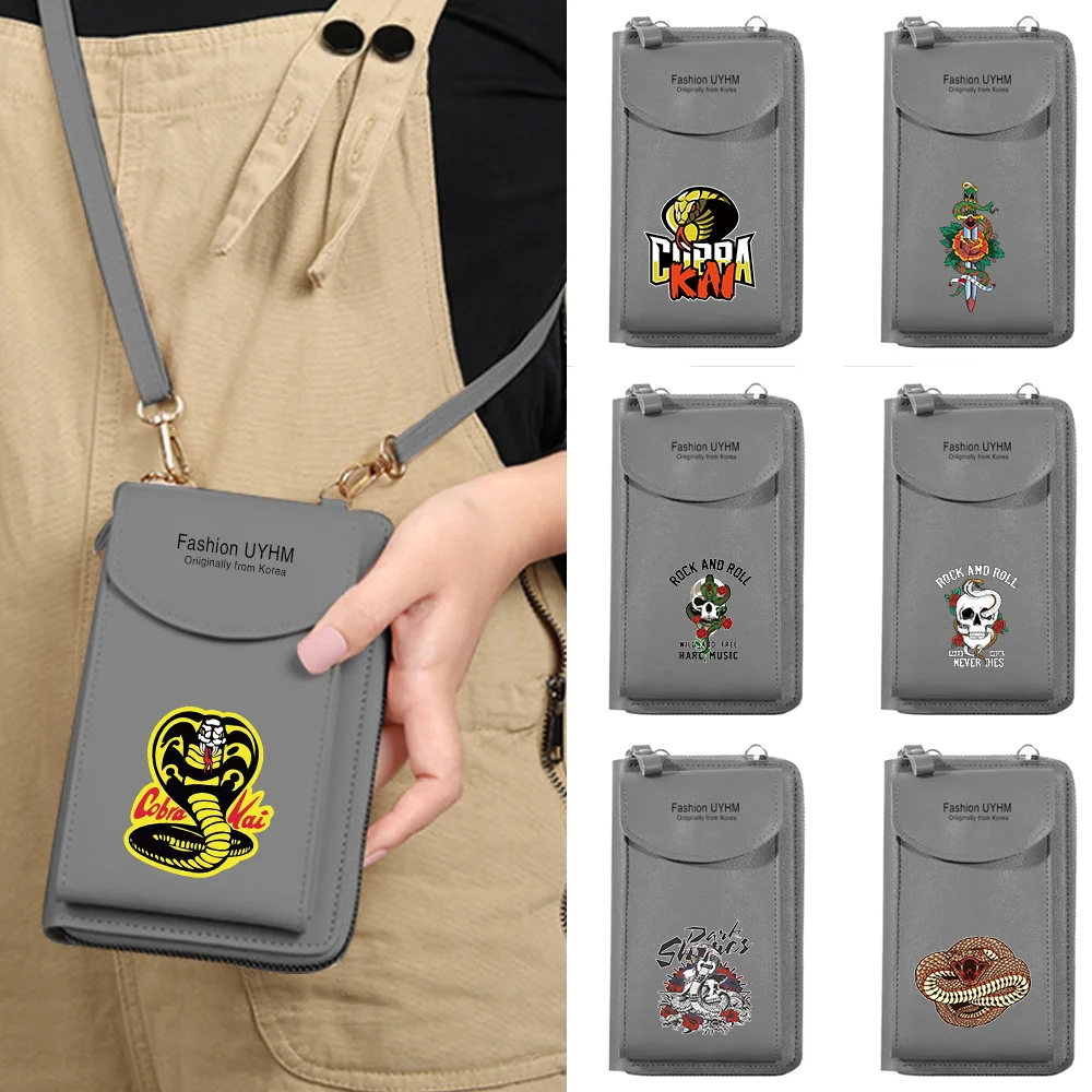 

Women Shoulder Bags Messenger Pack Coin Purse Pu Leather Mobile Phone Bag Cobra Print Handbag Clutch Wallets Ladies Card Packet