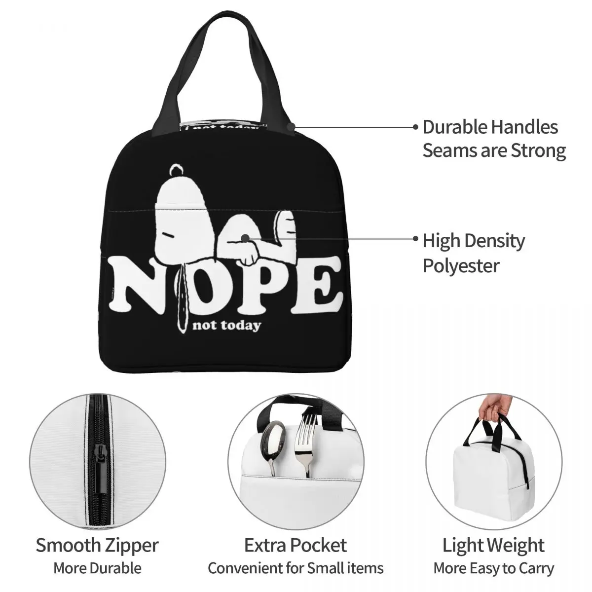 Изолированная сумка для ланча Snoopy Nope непротекаемый мультяшный контейнер еды