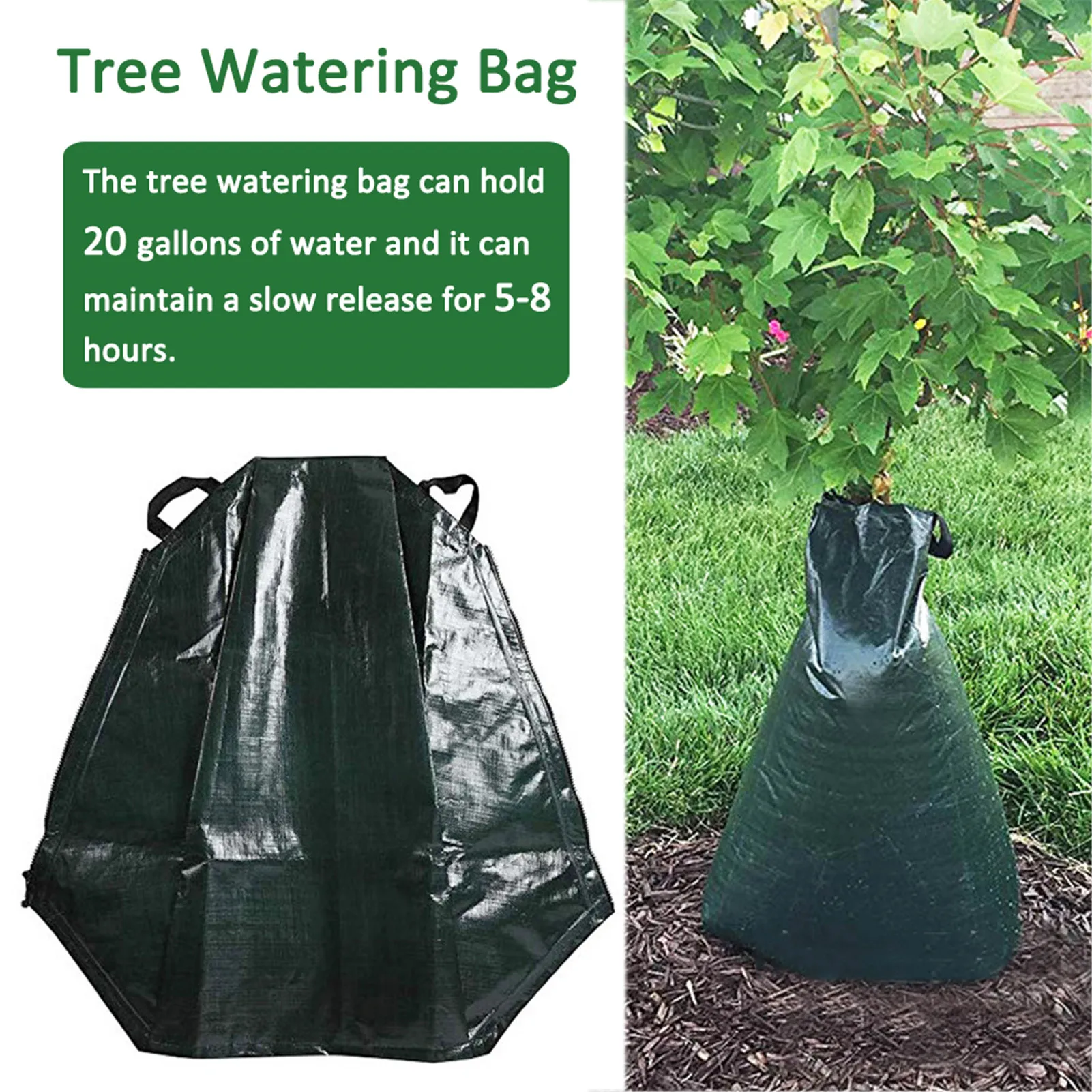 

Мешок для полива деревьев, медленно оросительный мешок темно-зеленого цвета, 20 галлонов, 5-8 часов орошения