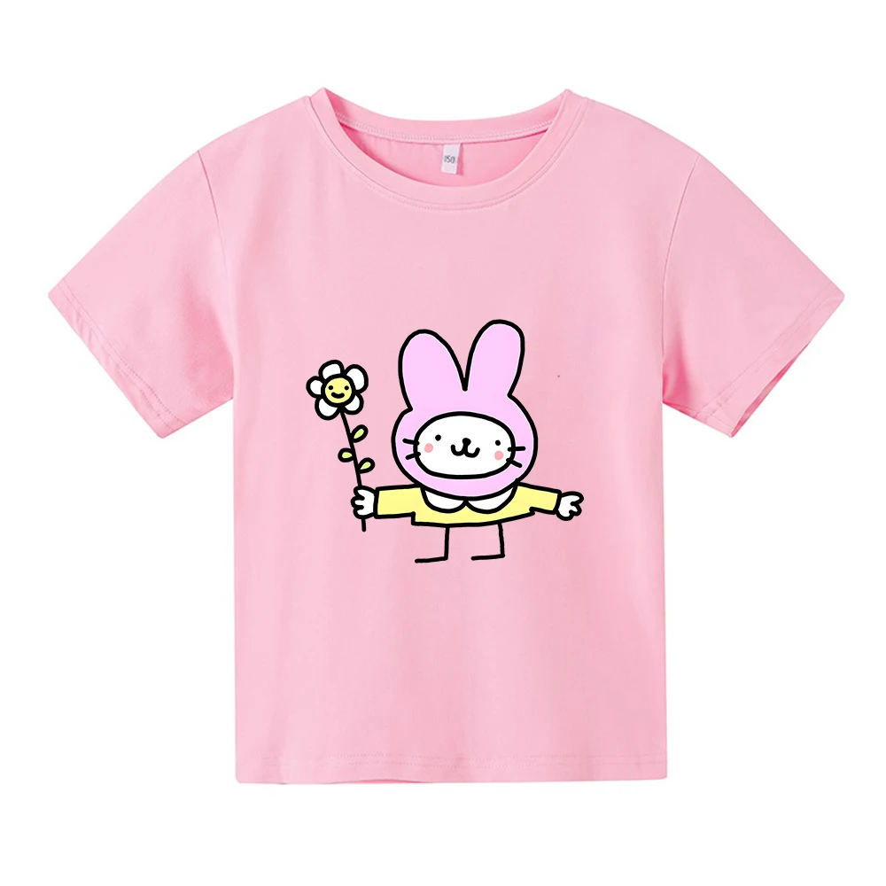 

Brief Strokes Bunny Hat Cutie T-shirt 100% Cotton Comfortable Soft Tee-shirt Short Sleeve Children Boys/Girls Tshirt O-neck Cute