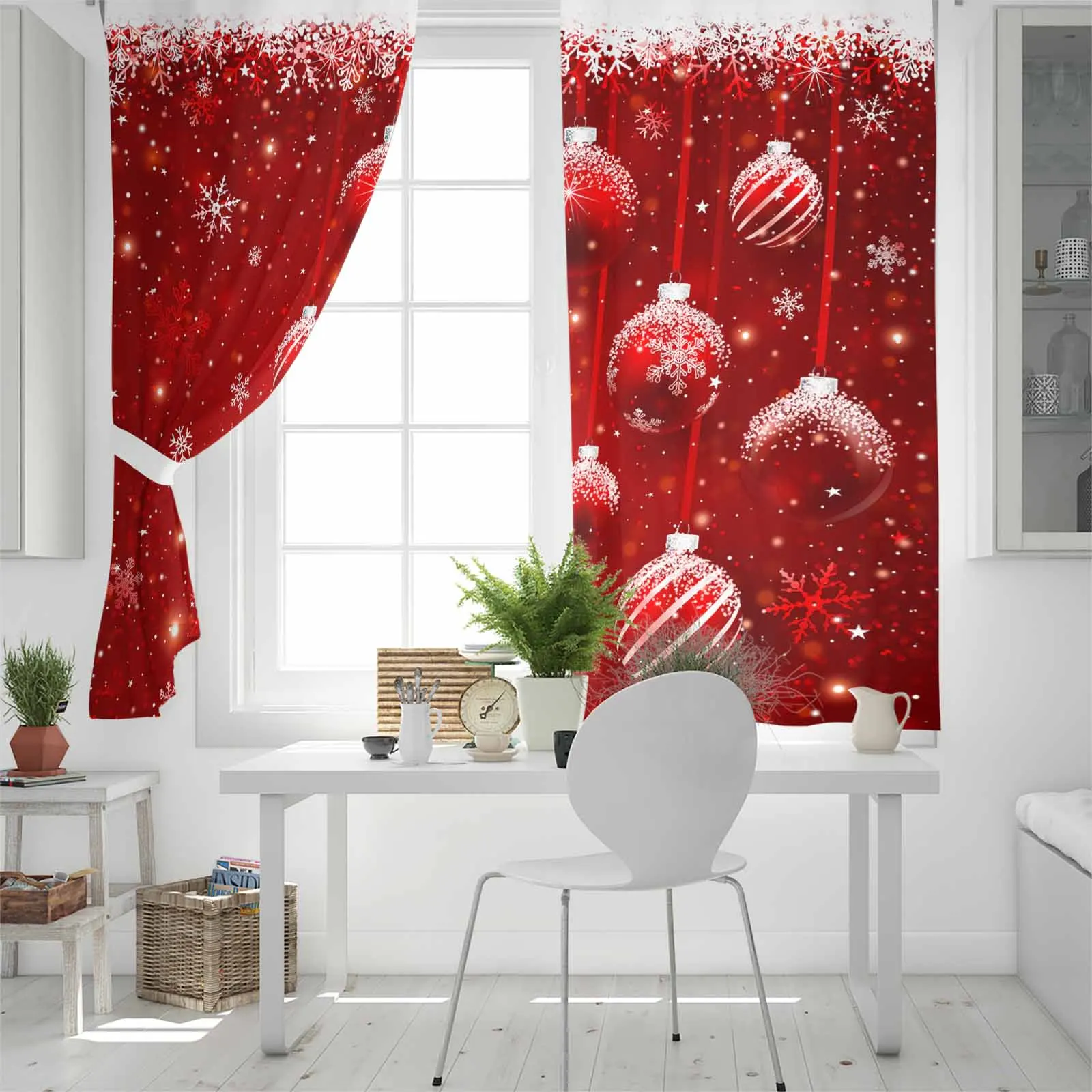 Рождественские шторы со снежной лампой для гостиной спальни декоративные окон