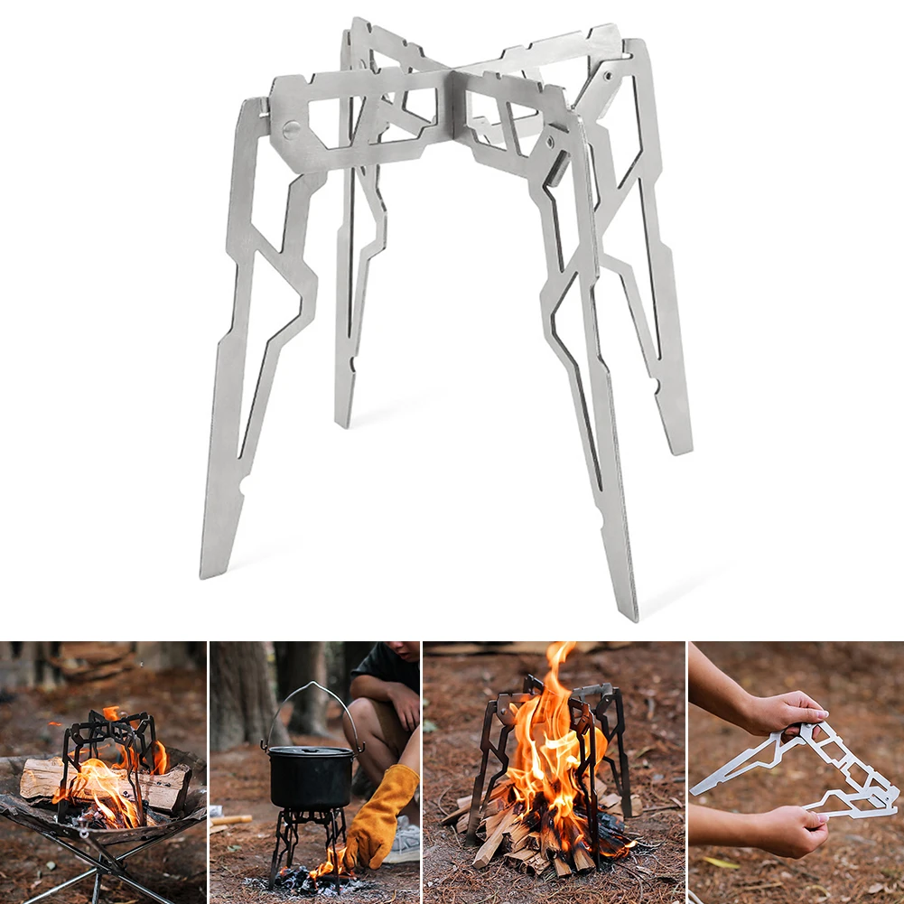 Stove Bracket Portable Campfire Grill Stand Folding Stainles