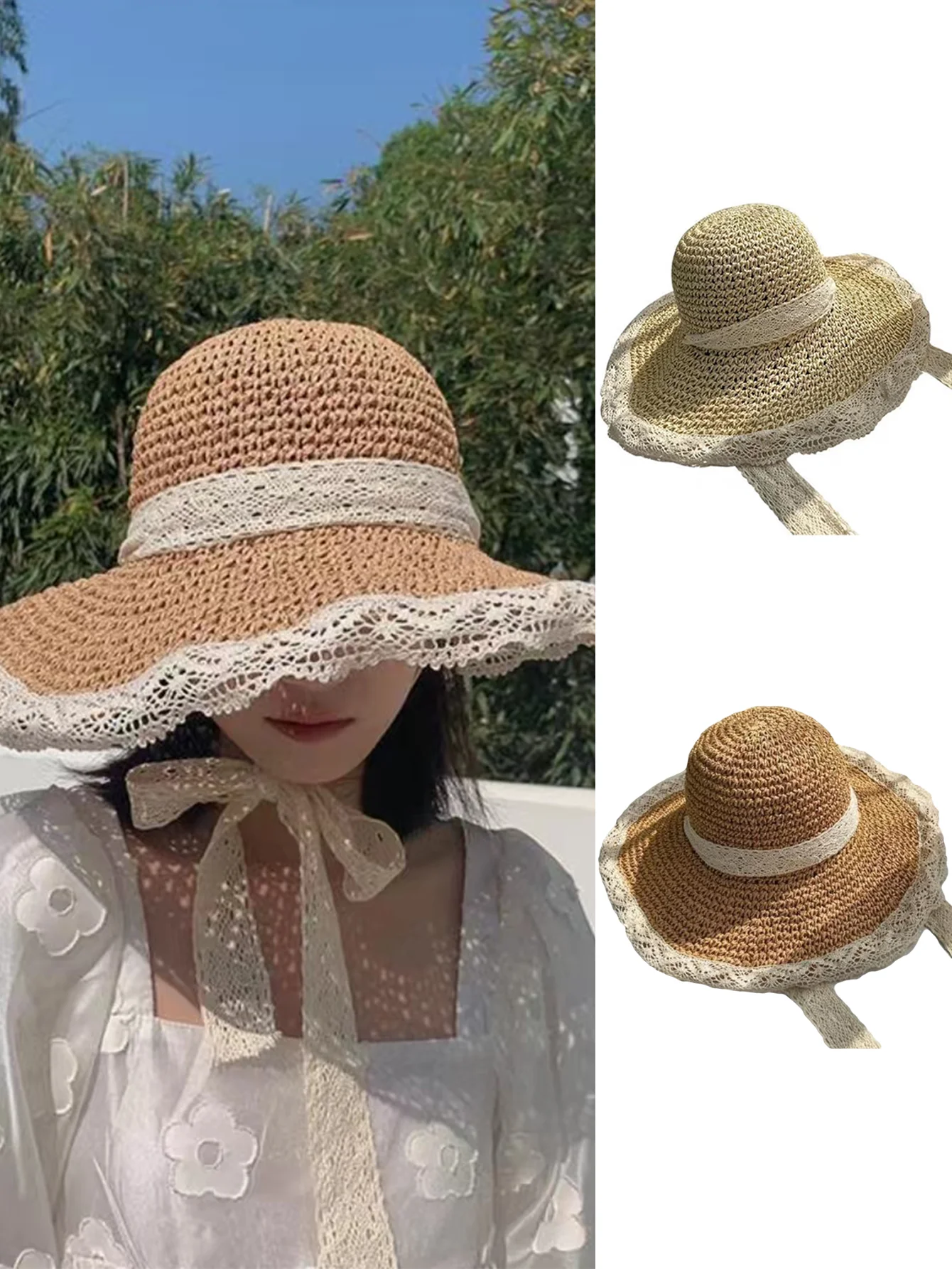 Женская Летняя Пляжная Соломенная Шляпа Solomona Складная Панама Ручной Работы С