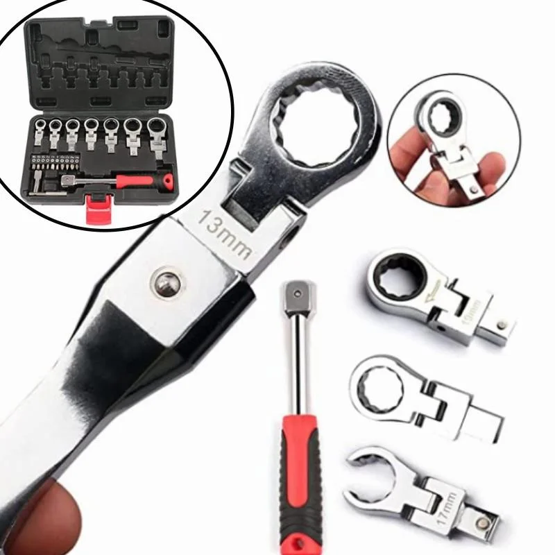 

20Pcs Flex Head Ratchet Wrench Set, 8mm-19mm Changeable Torx Head Wrench Ratchet Screwdriver Multi Tool Set with Case