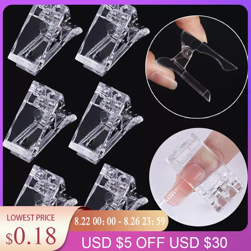 

Nail Clip Transparent Gel Quick Building Nail Tips Clips Fingernail Extension UV Clamps Manicuring Art Builder Tools Set