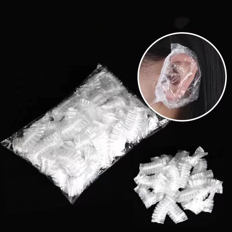 

100PCS Disposable Ear Cover Waterproof Ear Protector Earmuffs Caps for Hair Dyeing Bath Shower Hairdressers Barber Salon Accesso