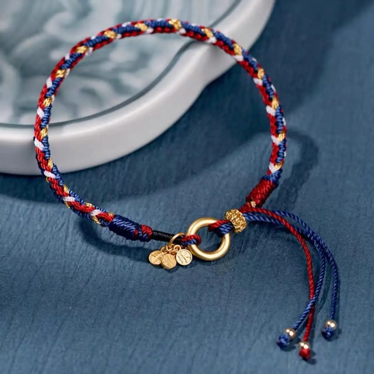 Плетеный вручную разноцветный веревочный браслет с листьями тыквы женский для