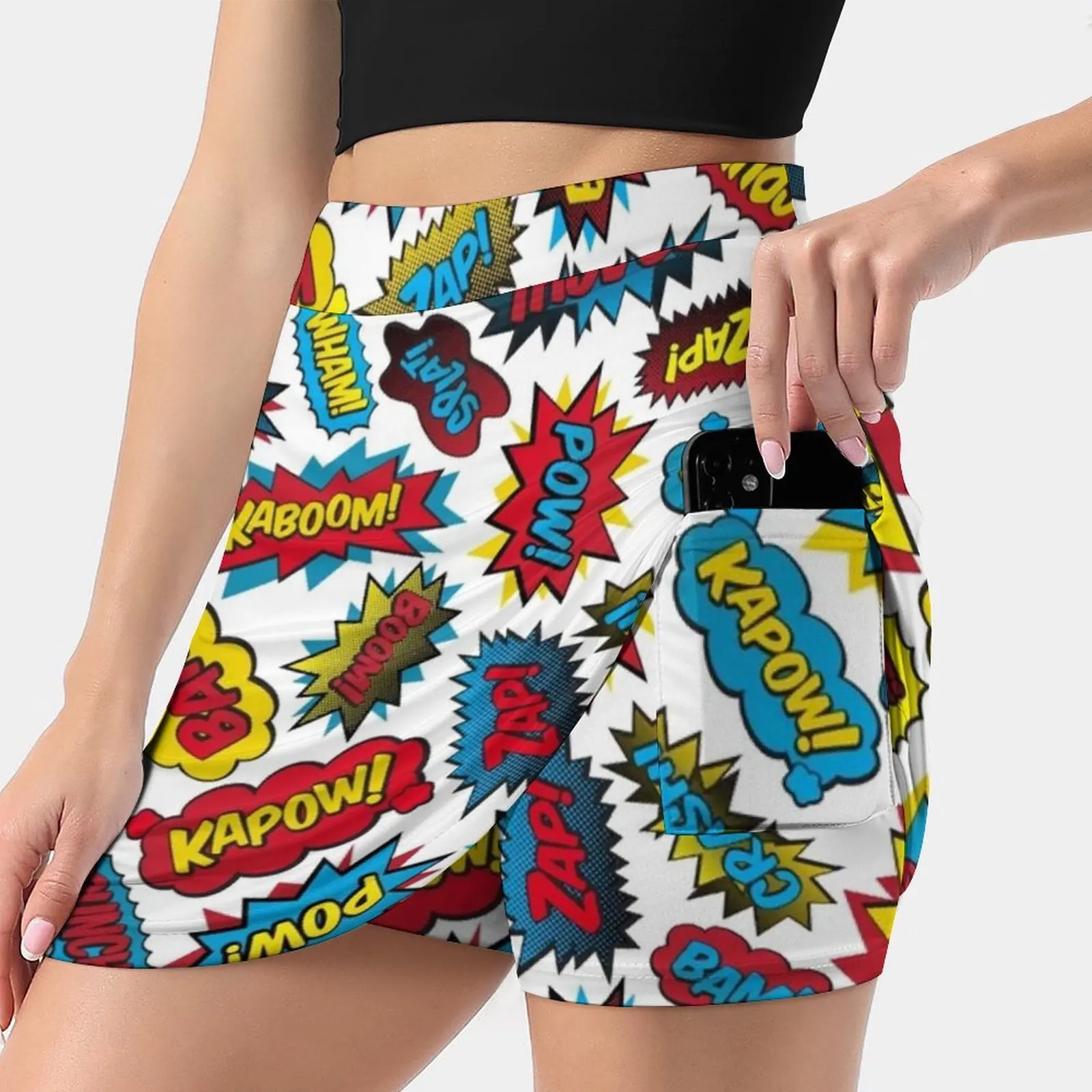 

Super Words! Women's skirt Y2K Summer Clothes 2022 Kpop Style Trouser Skirt With Pocket Comic Comic Book Nerd Geek Nerdy Geeky