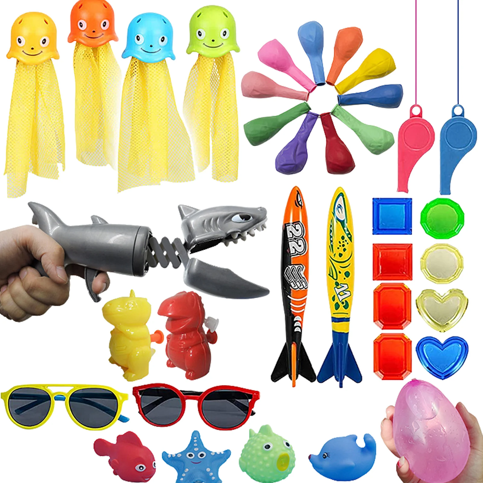 

35 Pcs Diving Pool Toys Swimming Pool Toys Includes Pirate Treasures Toypedo Bandits Fish Toys Octopus Summer Beach Water Toys