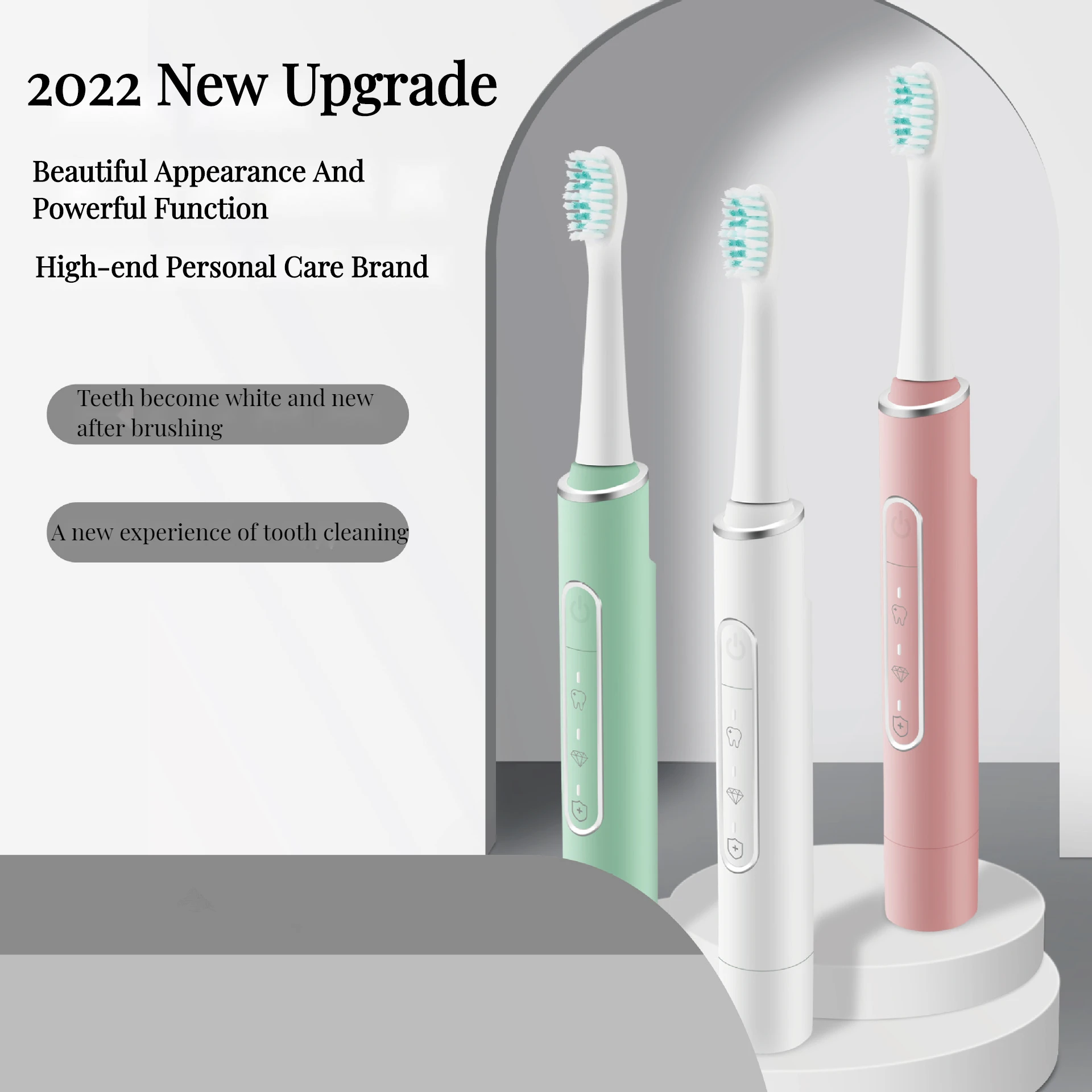 Electric Sonic Toothbrush Soft Bristles USB Charge Rechargeable Waterproof Electronic Toothbrush 2 In 1 Electric Facial Brush