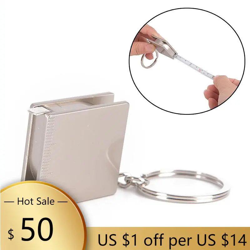 

Metal Tape Measure Keychain Portable Keyring Ruler Multifunction Decoration Gift 3.3*3.3*1 cm