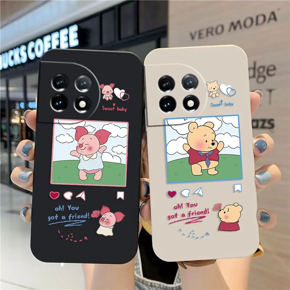 

Case For Oneplus 11 10 9 9R 8 8T 7 7T ACE 2 2V NORD CE 2 Lite Pro Simple Liquid Silicone Case Anime Winnie the Pooh Piglet