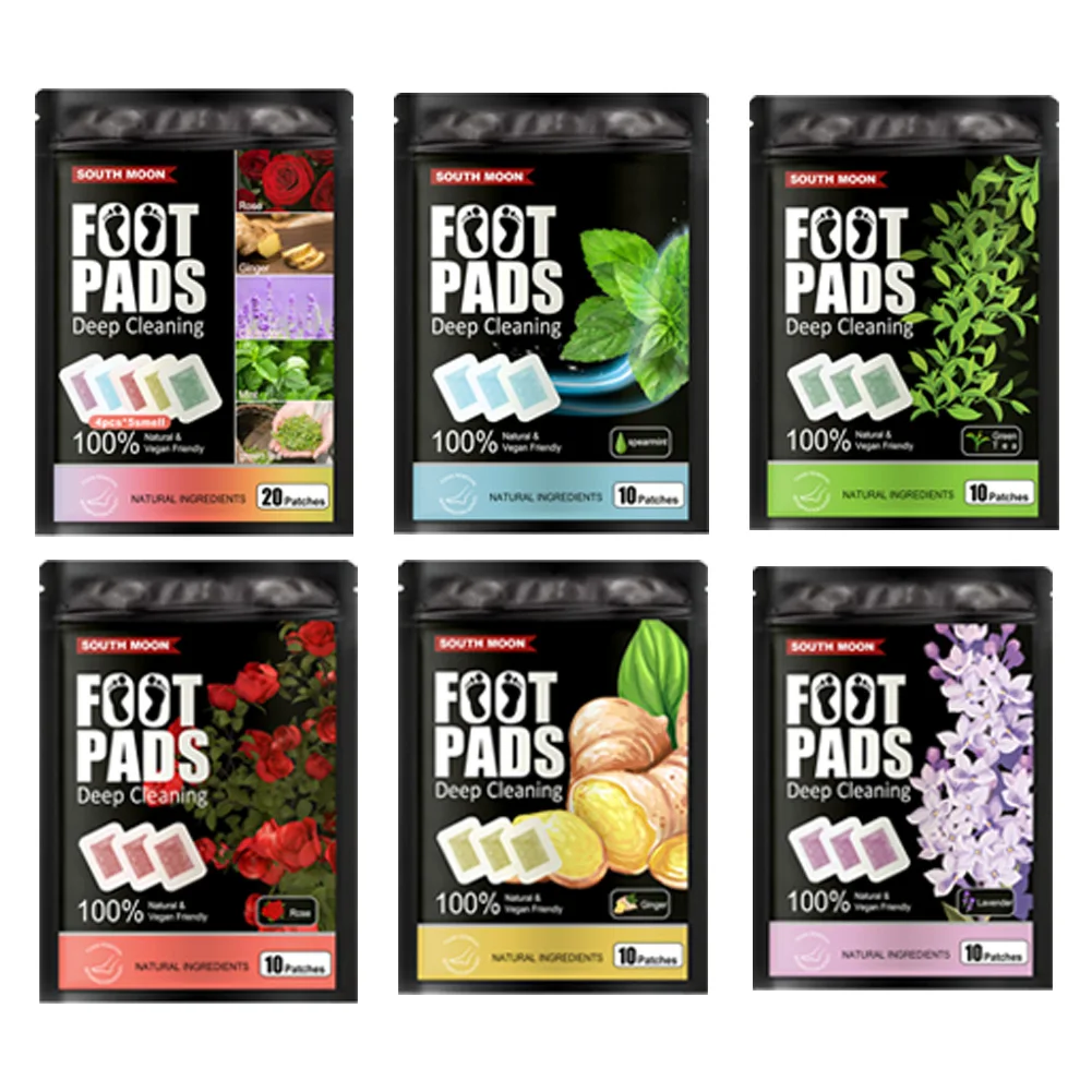 

20 шт., пластыри для ног с экстрактом лаванды, розы, имбиря, мяты, зеленого чая