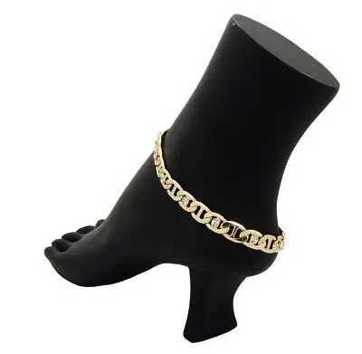 

ANCHOR LINK CHAIN QUALITY STONE ANKLET 14K ITALY GOLD PLATED