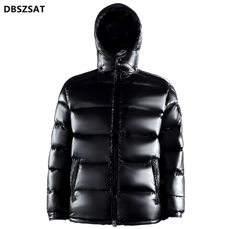 

Men's Warm Jacket Shiny Winter Coat Hood White Duck Down Brand Detachable Hat Parka Male Overcoat 2022 Thermal Puffer Jacket Men