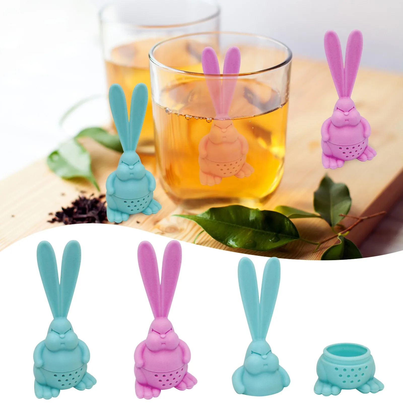 

Чайный набор, чайник для кролика, фильтр для чая для кролика, силиконовый чайный пакетик для утечки кроличьего чая, коробка для зубочисток с ...