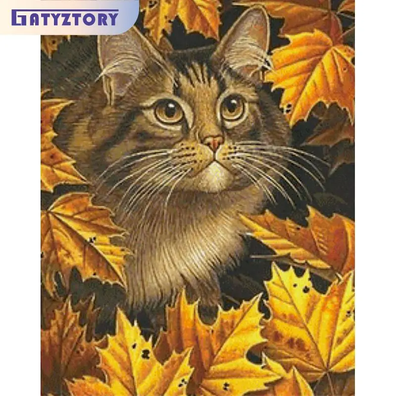 

GATYZTORY Oil Painting By Numbers Diy Crafts Coloring By Numbers Maples Cat Dog Number Painting Wall Decors For Adults Kids
