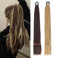 synthetic box braids ponytail hair 24 inch 12 roots a pack multi colored crochet braided hair extensions for women daily use