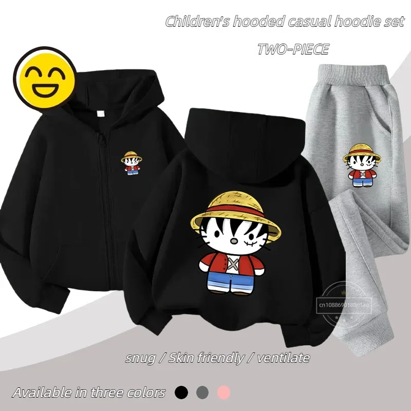 Детский Комплект Hello Kitty Для Косплея В Стиле Аниме Толстовка Унисекс На Молнии И