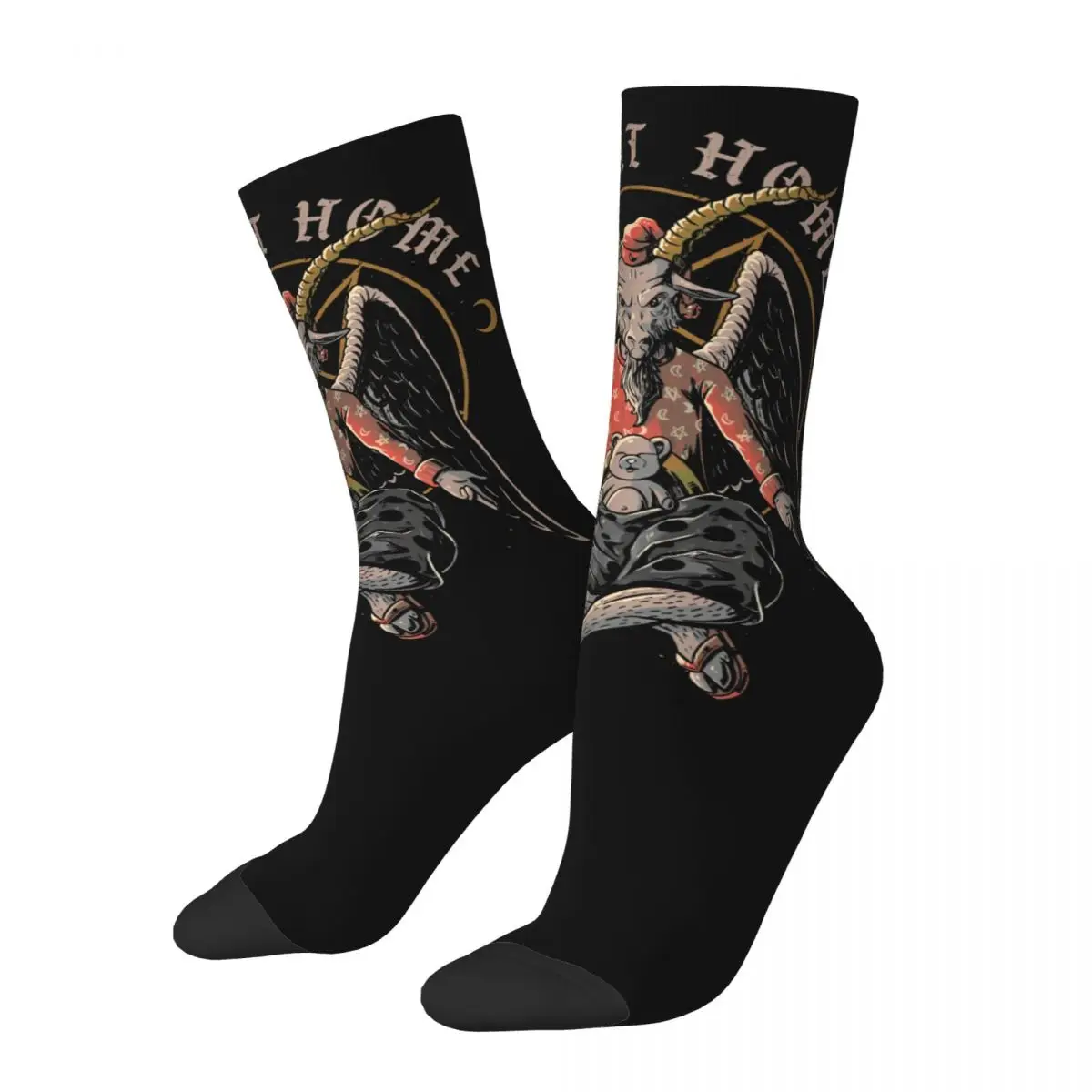 

Hip Hop Retro Stay At Home Unisex Baphomet Satan Lucifer Street Style Pattern Printed Funny Novelty Happy Crew Sock Boys Gift