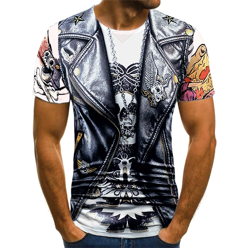 

2022 Summer New Men's Fake Suit T-shirt Summer 3D Printing Casual Fashion Wedding Dress Comfortable Personality Oversized T-shir