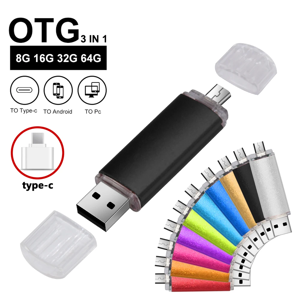 

Multiple colors OTG USB usb flash drive 2.0 64GB pen drive 32G 16G 8G 4G real capacity usb memory stick for Android /Phone/PC