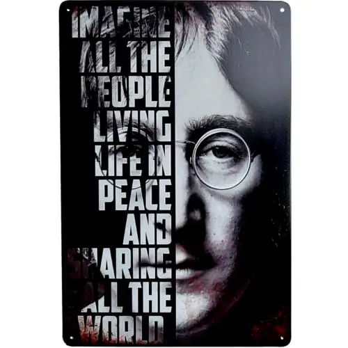 Винтажная металлическая вывеска John Lennon Imagine Rock &amp Roll ретро жестяная декор 12x8