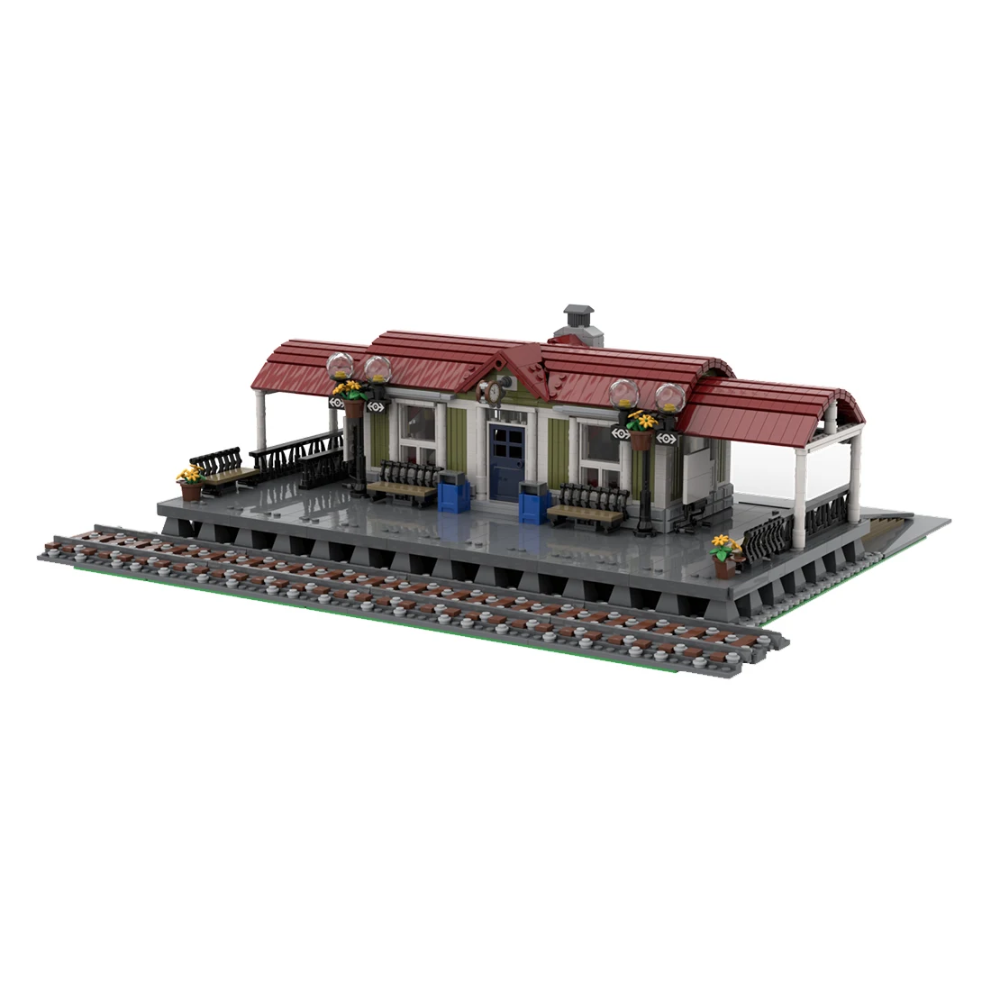 

Authorized MOC-92280 Curved Roof Train Station Building Blocks MOC Set (3348PCS) - By Yellow.LXF