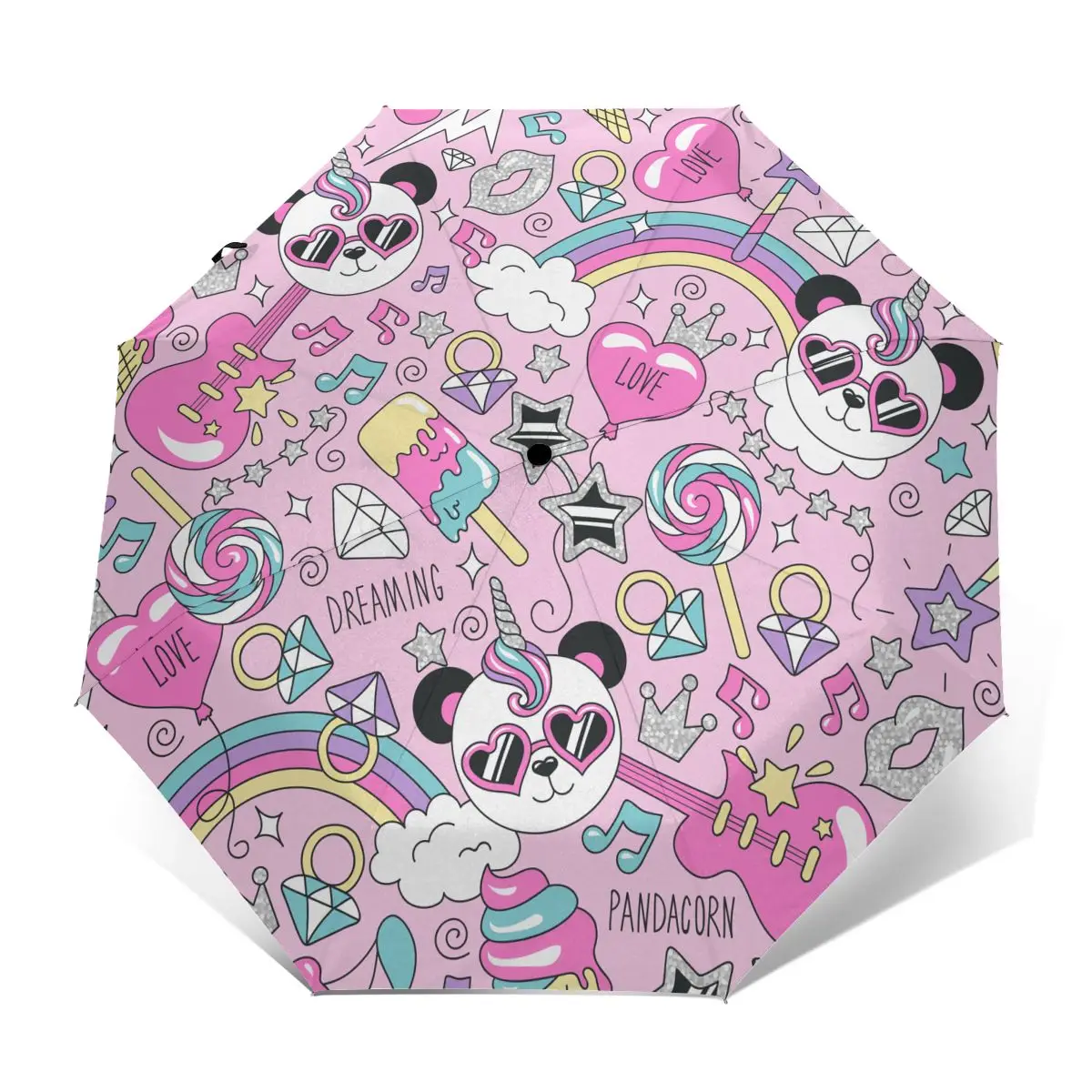 Автоматический зонт от дождя Женский трехскладной милый ветрозащитный в виде