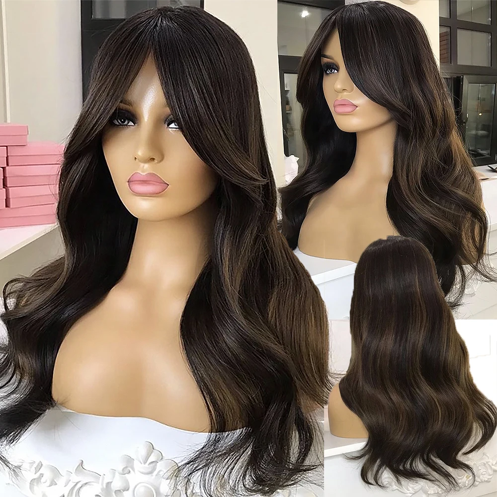 Highlight Wig Lace Front Human Hair Wigs For Women Brazilian Natural Straight Black brown13x6 Pre Plucked Colored hd Transparent