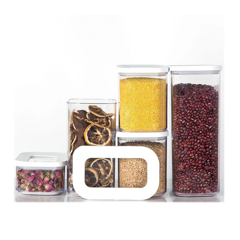 

Набор из 5 пищевых контейнеров, герметичная коробка для хранения пищевых продуктов, кухонный шкаф для буфета, банка для специй, сухие товары ...