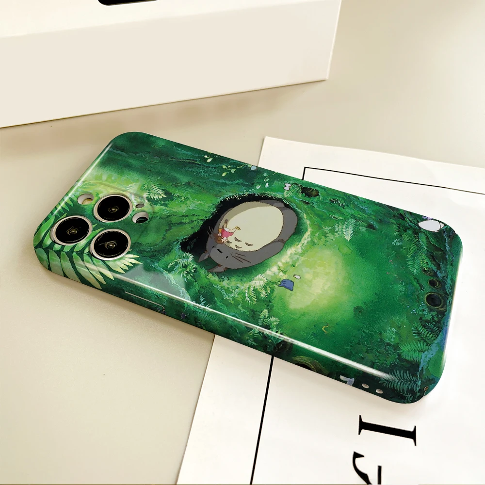 Чехол для телефона T-Totoros с рисунком аниме iPhone 16 15 14 13 12 11 Plus Pro Max Mini Glossy HD Hard Cover Film